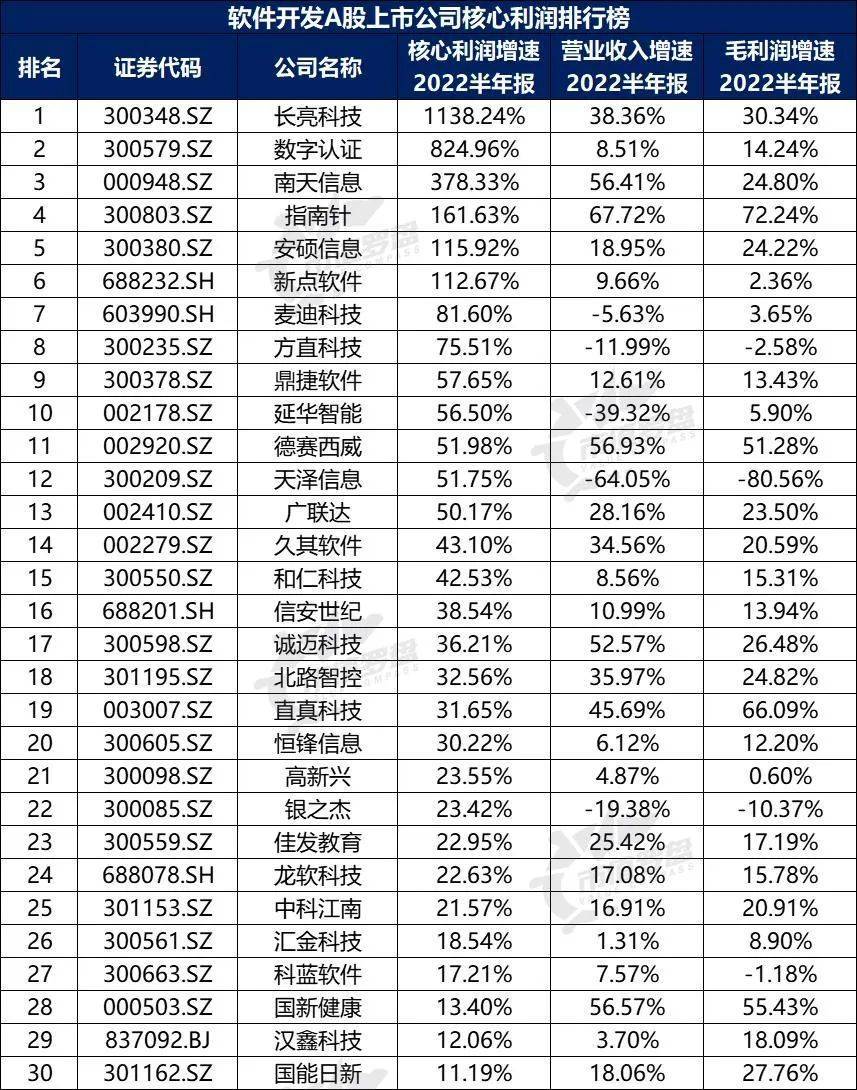 中国A股软件开发上开云 开云体育APP市公司高质量发展排行榜！（2022半年报）(图9)